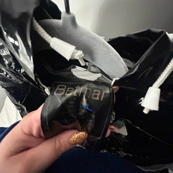 80s vintage latex Black rain Jacket - Picture 5 of 5